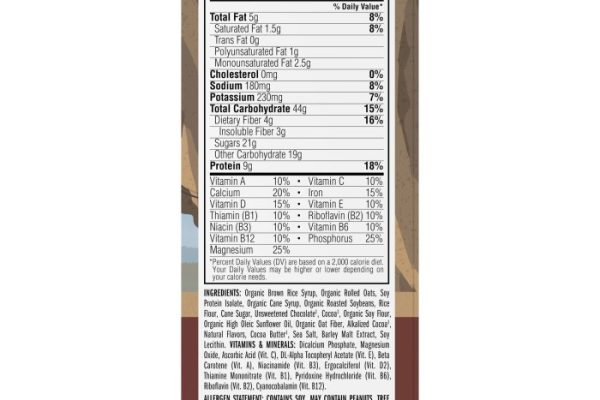 Clif bar nutrition facts label